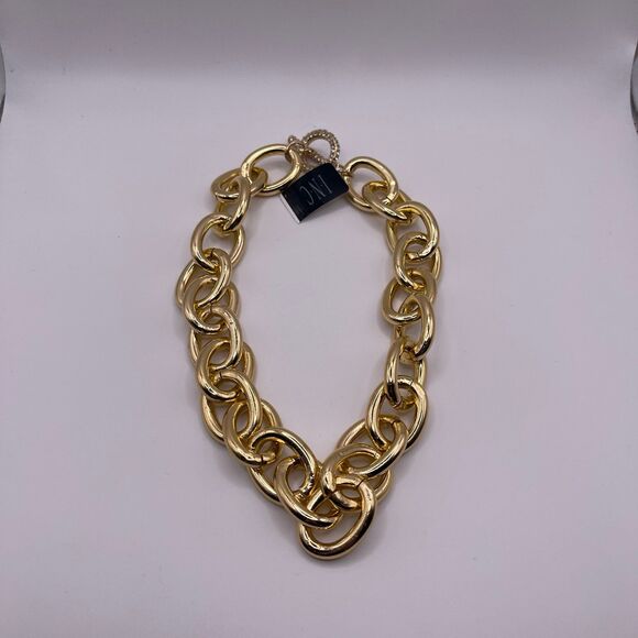 I.N.C. International Concepts Gold Tone Pave Toggle Chain Link 18” Necklace - Picture 2 of 12